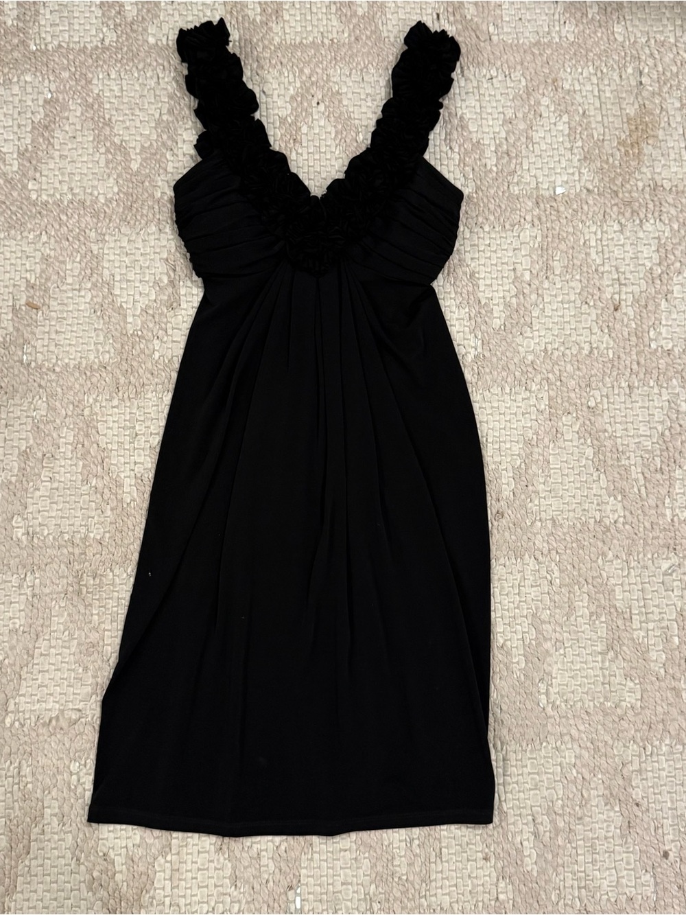 Maggy London Black Sleeveless Dress with Ruffle Neckline